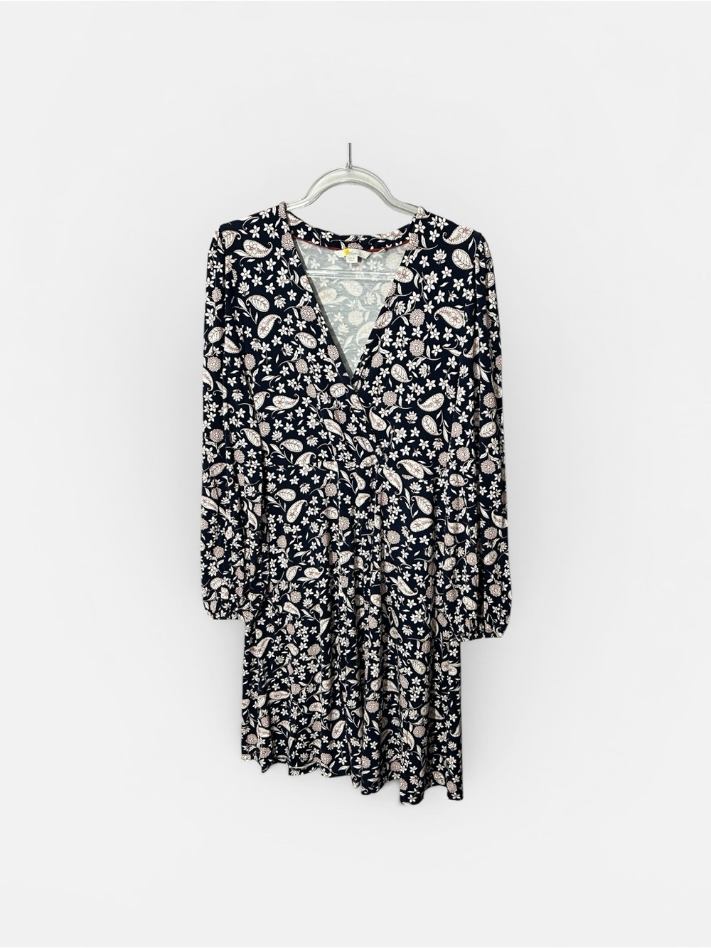 Boden Easy Fixed Wrap Jersey Dress French Navy Flower Garden sz 14R
